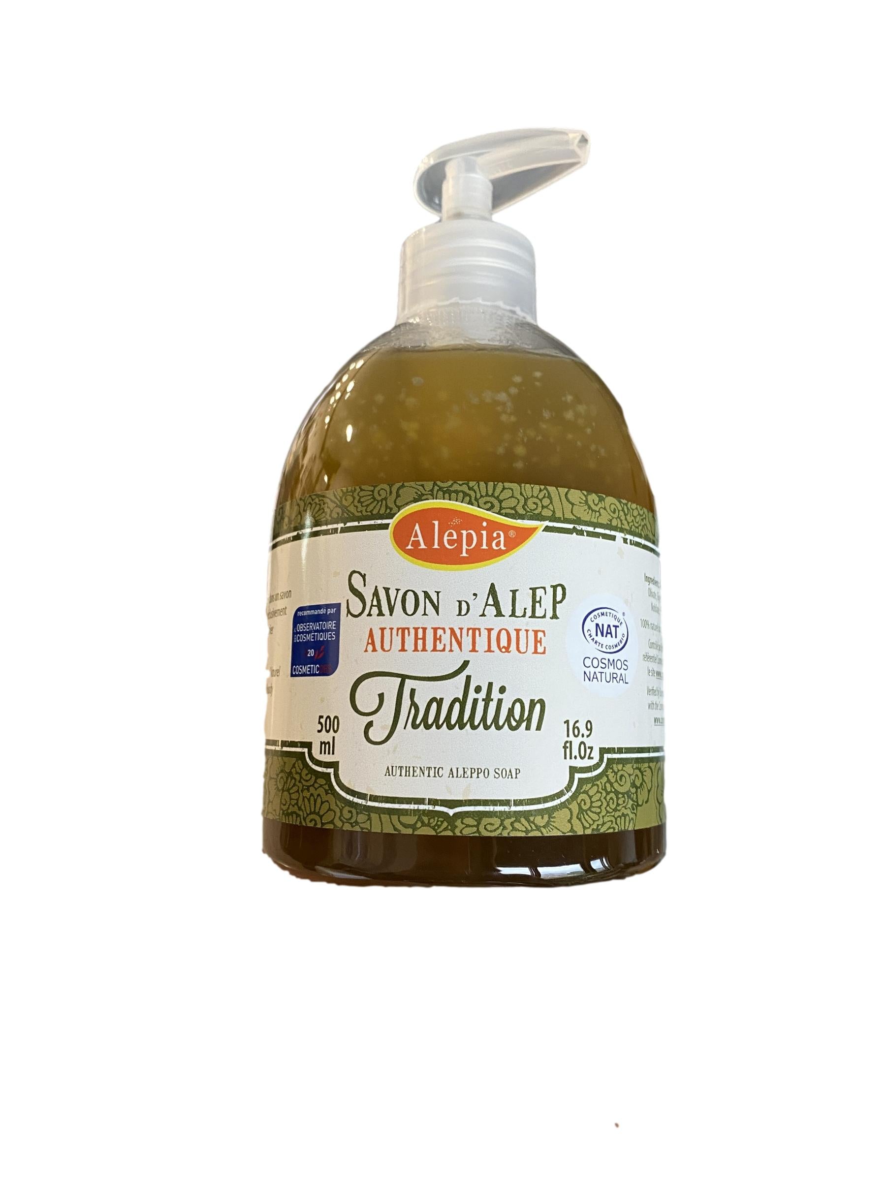 Savon liquide d'Alep Authentique Tradition 1% de Laurier - 500 mL - Alépia