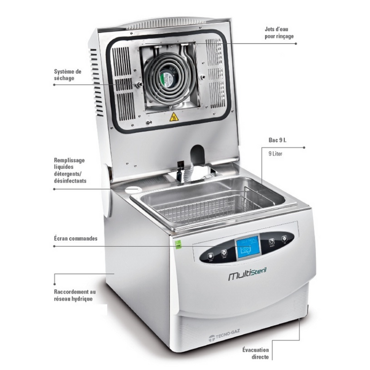 Multisteril Fast - Dispositif automatique pour désinfection, ultrasons et séchage avec pompe