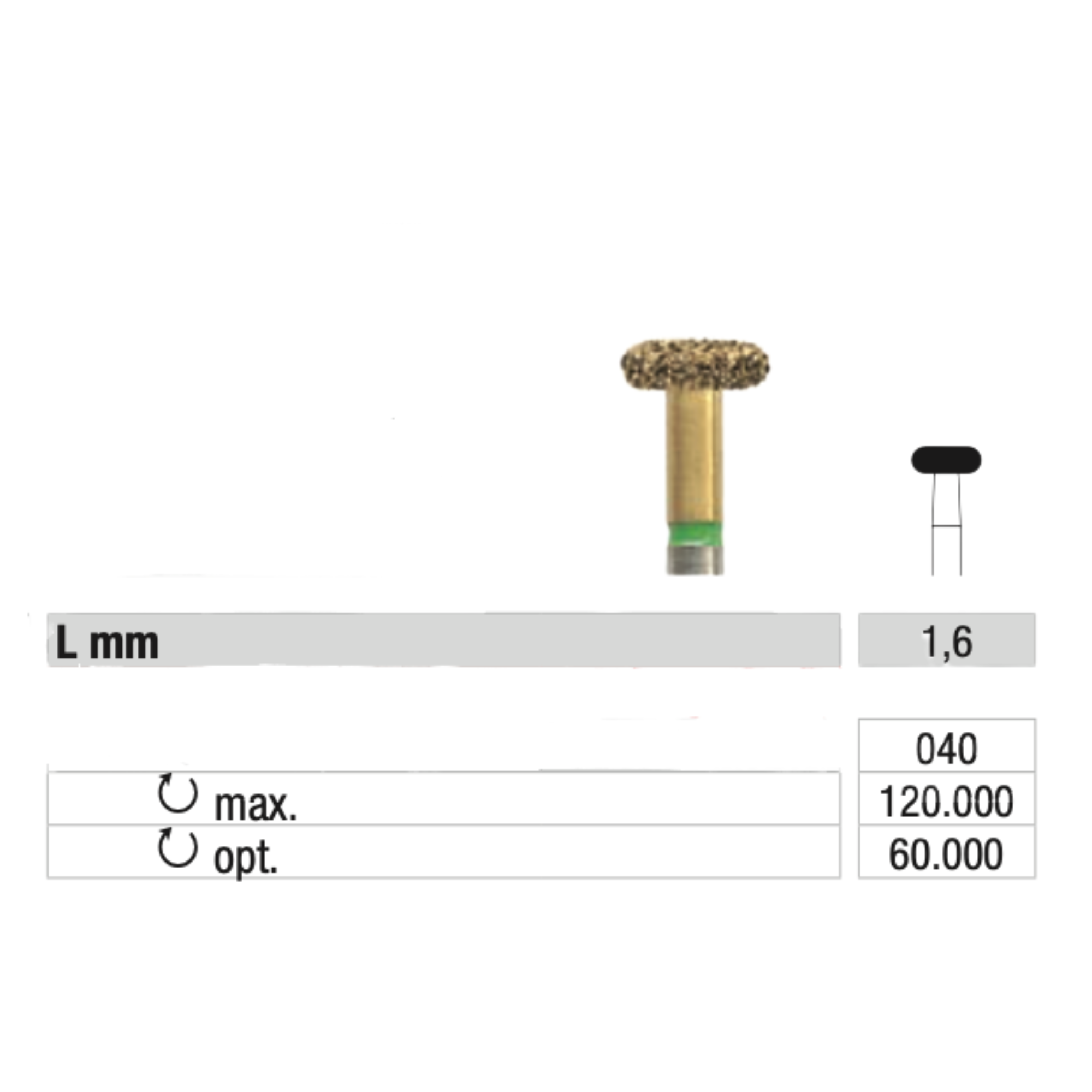 Fraise V909 Diamant Multicouches - Meulage sans échauffement - 1,6 mm