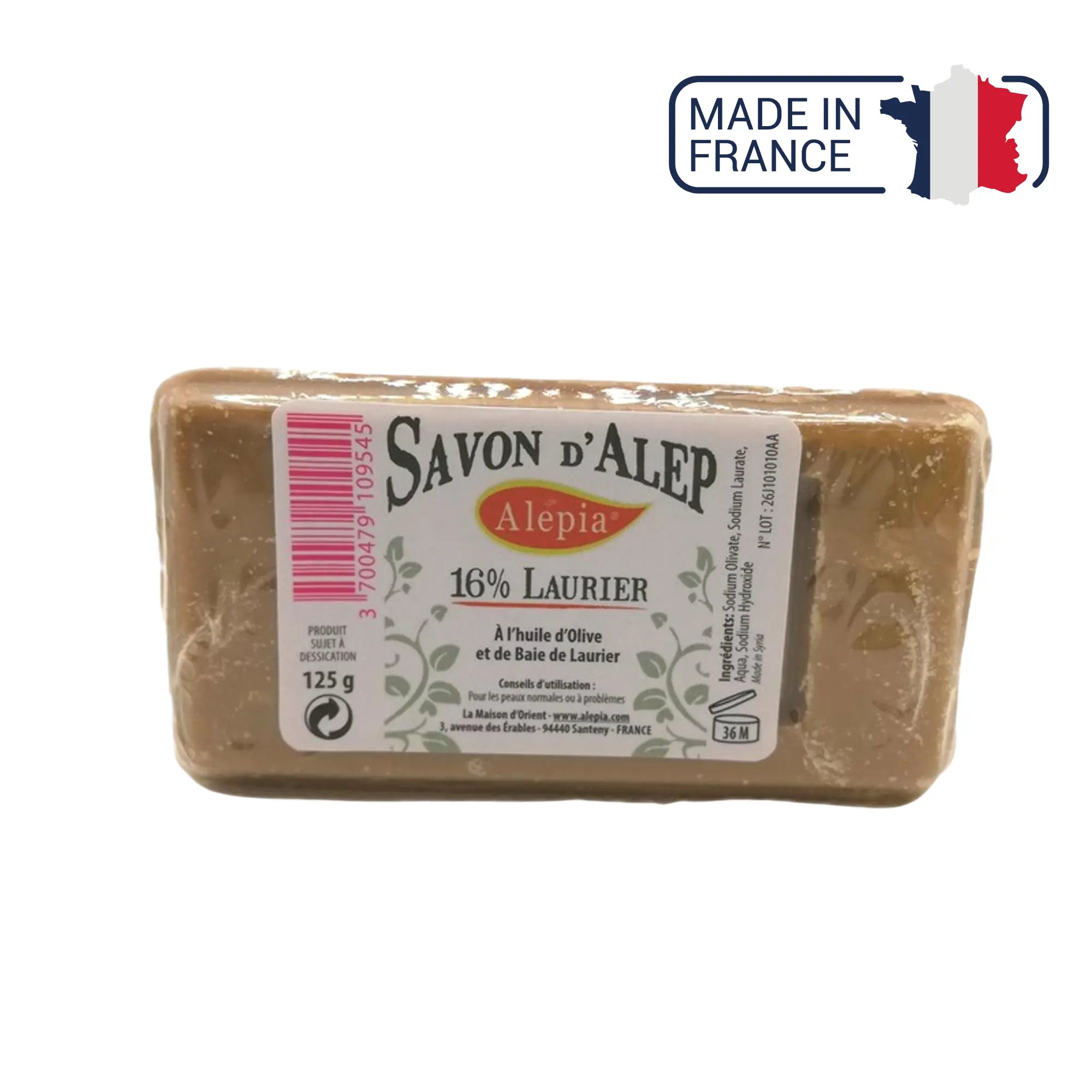 Savonnette d'Alep 16% laurier - 125 g - Alépia Alépia